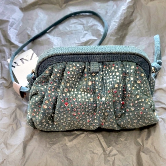 Zara Rhinestone Denim Mini Bag NWT